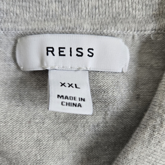 REISS Short Sleeve Popover Polo Shirt Casual Golf size XXL in Gray Color - Picture 14 of 15